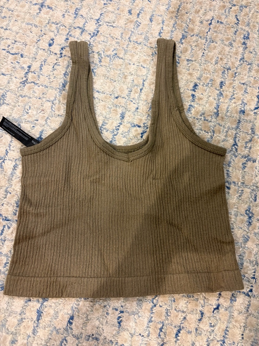 Urban Outfitters Ribbed Olive Crop Tank Top